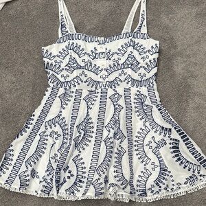 Charo Ruiz Ivory and Navy Midi Dress